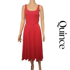 Quince Tencel Jersey Fit and Flare Dress NWT Red Med